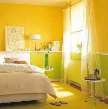 màu vàng chanh kết hợp với phòng ngủ